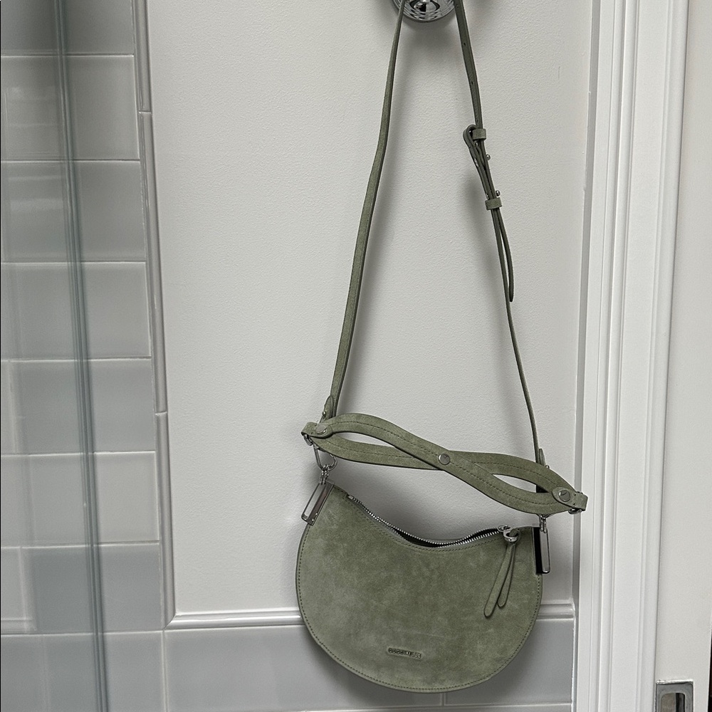 Coccinelle Purse NWT light green suede Italian wear on shoulder wrist crossbody - Picture 8 of 15
